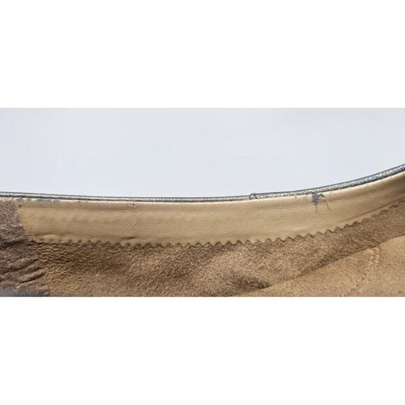 Aerosoles Beckon Metallic Blue & Gold Bow Leather Flats Women US 9.5M Cap Toe - Picture 16 of 16